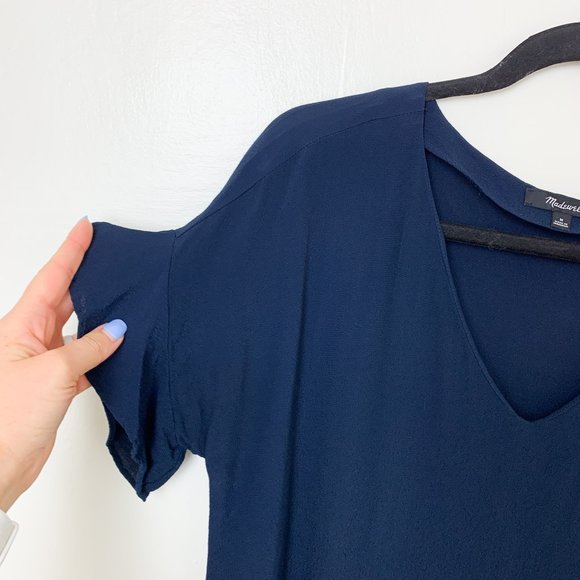 Madewell Blue Ruffle-Sleeve Easy Dress Medium - Picture 3 of 7